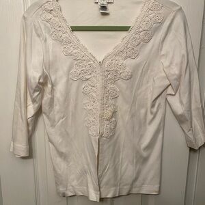 Talbots Elegant Cream Lace-Trimmed Women's Top